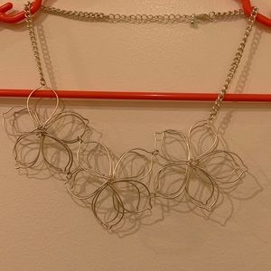Unique silver wire 3-D flower necklace